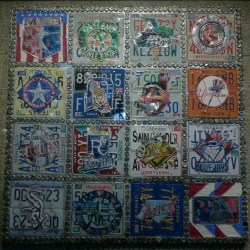 American League teams made of license plates and soda pop&nbsp;cans