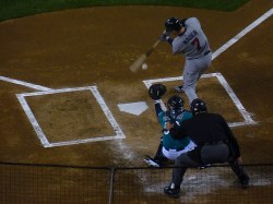 Joe Mauer swings and&nbsp;misses