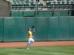 Reddick about to catch the third out of the&nbsp;9th
